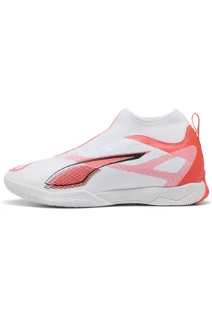 PUMA Tacos de Fútbol Ultra 5 Match+ Mid para Adolescentes en Talle 23 Blanco/ Negro/glowing Rojo