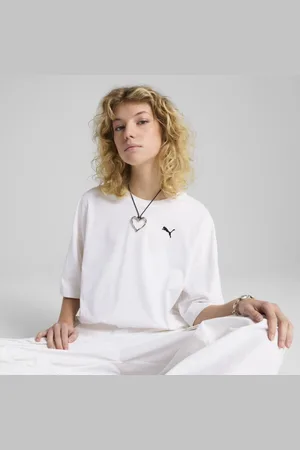 PUMA Playera Corta Wardrobe Essentials para Mujer en Talle XL Blanco