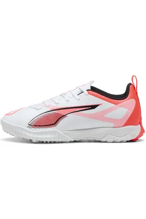 PUMA Tacos de Fútbol Adolescentes Ultra 5 Play Tt Mid en Talle 24.5 Blanco/ Negro/glowing Rojo