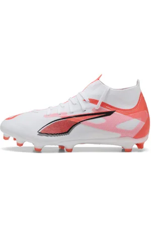 PUMA Tacos de Fútbol Ultra 5 Match+ Fg/ag en Talle 25 Blanco/ Negro/glowing Rojo