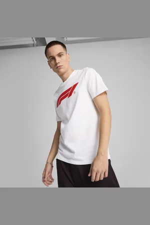 PUMA F1 Essentials Logo Tee Men en Talle Mediana Blanco