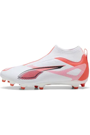PUMA Tacos de Fútbol Sin Cordones Ultra 5 Match+ Fg/ag Jóvenes en Talle 23 Blanco/ Negro/glowing Rojo