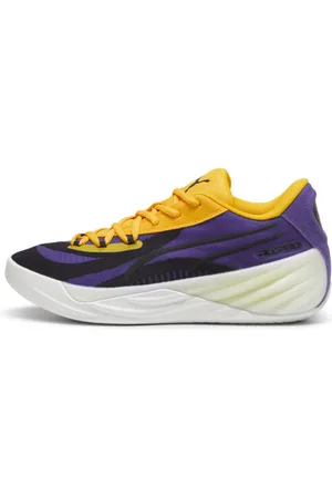 PUMA Tenis de Basquetbol All-Pro Nitro 2 Crowd Craze en Talle 22 en Team Violet/yellow Sizzle/ Blanco