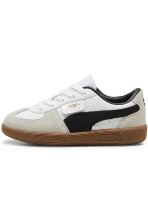 PUMA Tenis Infantiles de Cuero Palermo en Talle 16.5 Blanco/vapor Gray/gum