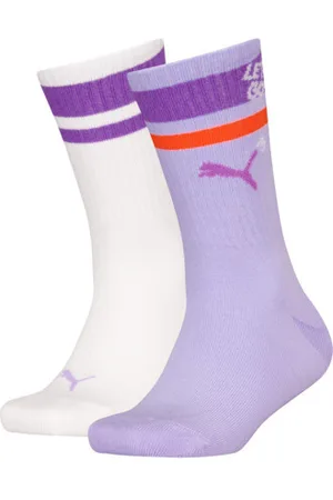 PUMA Pack de 2 Calcetines deportivos para Niños en Talle 10-12. Blanco / Multicolor
