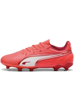 PUMA Tacos de Fútbol King Match Fg/ag Jóvenes en Talle 24.5 en Glowing Red/ Blanco/red Fire
