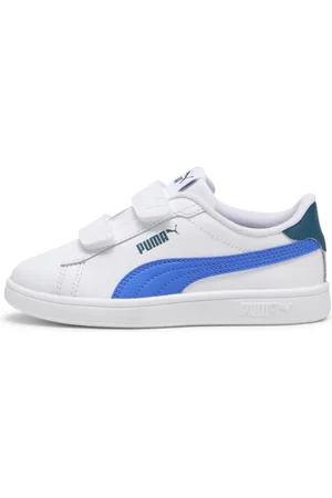 PUMA Tenis Smash 3.0 Leather V para Niños en Talle 16.5 Blanco/hyperlink Blue/cold Verde