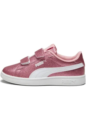 PUMA Tenis para Niñas smash 3.0 Glitz Glam en Talle 18 Peach Smoothie/ Blanco