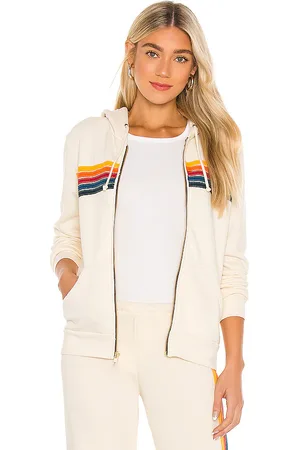 AVIATOR NATION Sudadera 5 stripe en color ivory talla L en - Ivory. Talla L (también en M, XL).
