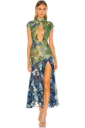 KIM SHUI Vestido midi lace en color verde talla S en - Green. Talla S (también en XS).