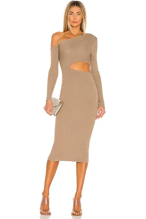 Camila Coelho Vestido punto nahla en color taupe talla L en - Taupe. Talla L (también en M, S, XL, XXS).