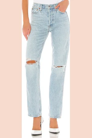 RE/DONE Jean pierna recta high rise loose en color azul talla 23 en - Blue. Talla 23 (también en 24, 26, 27, 28, 29, 30, 31, 32