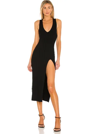 Michael Costello Vestido body variegated rib en color talla L en - Black. Talla L (también en XL).