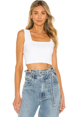 Susana Monaco Wide strap crop top en color blanco talla L en - White. Talla L (también en M, S, XL, XS).
