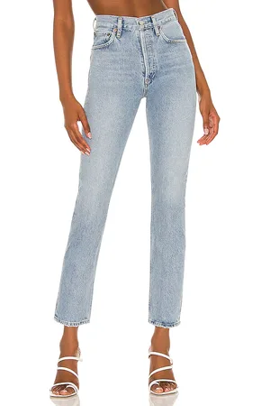 AGOLDE Riley high rise straight crop en color denim claro talla 31 en - Denim-Light. Talla 31 (también en 32, 33).