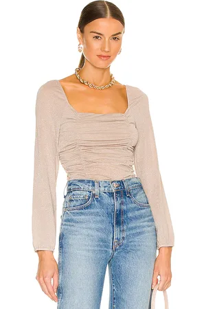 BCBGeneration Square neck top en color neutral metálico talla M en - Metallic Neutral. Talla M (también en S, XS).