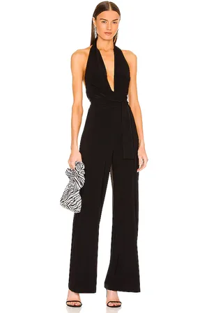 Norma Kamali Halter wrap straight leg jumpsuit en color talla L en - Black. Talla L (también en M, S, XS).