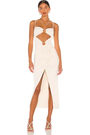 Camila Coelho Vestido midi yasmeen en color neutral talla L en - Neutral. Talla L (también en M, S, XL, XS).