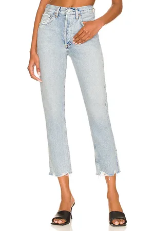 AGOLDE Riley high rise straight crop en color denim claro talla 32 en - Denim-Light. Talla 32 (también en 33, 34).