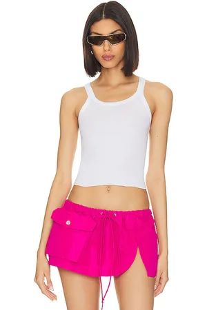 RE/DONE Camiseta tirantes cropped en color blanco talla L en - White. Talla L (también en M, S, XS).