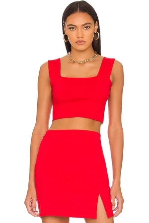 Susana Monaco Top corto wide strap en color rojo talla L en - Red. Talla L (también en M, S, XL, XS).