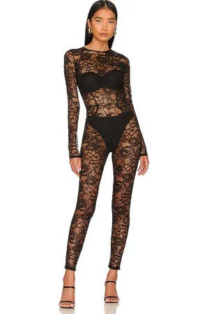 FLEUR DU MAL Lace catsuit en color talla M en - Black. Talla M (también en S).