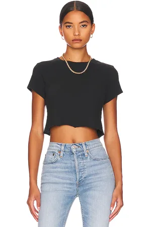 RE/DONE Camiseta cropped 60s en color talla L en - Black. Talla L (también en M, S, XS).