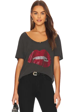 LAUREN MOSHI Camiseta gráfica delara crystal lip en color negro talla L en - Black. Talla L (también en M, S, XL, XS).