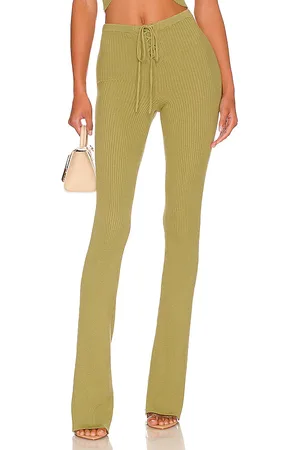 Camila Coelho Pantalón de punto con cordones artemis en color verde talla L en - Green. Talla L (también en M, S).