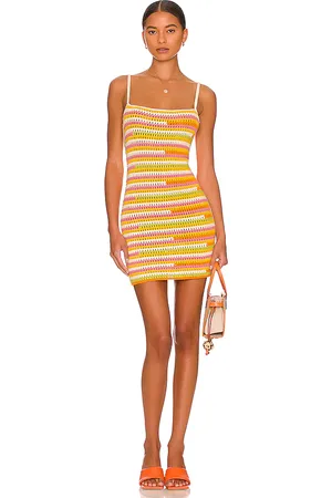 Camila Coelho Mini vestido de punto abierto rhea en color amarillo talla L en - Yellow. Talla L (también en M, S).