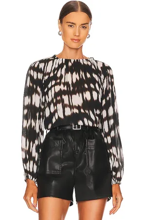 Bella Dahl Elastic shirred top en color negro, blanco talla L en - Black,White. Talla L (también en M, S, XS).