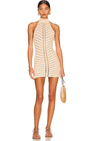 Camila Coelho Minivestido lyssa en color beige talla L en - Beige. Talla L (también en M).