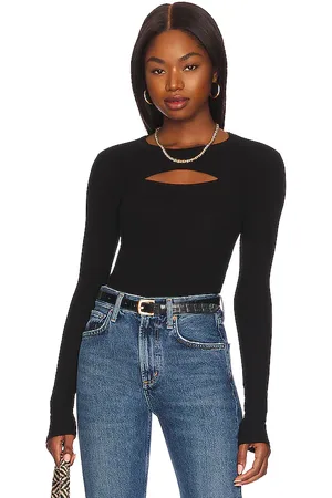ENZA COSTA Silk knit cutout crew en color talla S en - Black. Talla S (también en L).