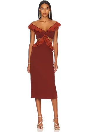 Andrea Iyamah Vestido leni en color talla L en - . Talla L (también en M, S, XS).
