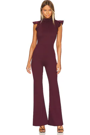 Amanda Uprichard X revolve davina jumpsuit en color burgundy talla L en - Burgundy. Talla L (también en M, S, XL, XS).
