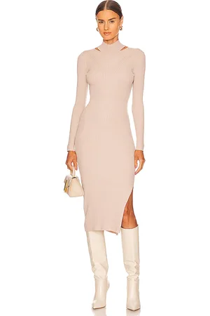 heartLoom Vestido midi miller en color crema talla L en - Cream. Talla L (también en M, S, XL, XS).