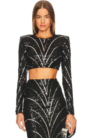 Michael Costello X revolve leonie crop top en color negro talla S en - Black. Talla S (también en XXS).
