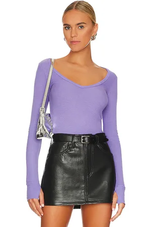 Michael Lauren Top manga larga otis en color lavanda talla L en - Lavender. Talla L (también en S, XL).