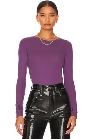 LA Made Long sleeve crew neck top en color morado talla S en - Purple. Talla S (también en XS).