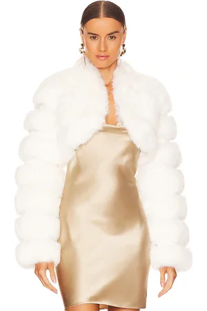 Adrienne Landau Chaqueta faux fox fur short en color blanco talla L en - White. Talla L (también en M).