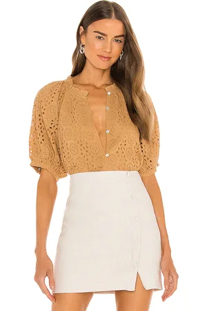 Cleobella Blusa katie en color bronce talla L en - Tan. Talla L (también en XL).