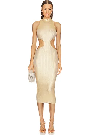 Michael Costello Vestido calista en color oro metálico talla L en - Metallic Gold. Talla L (también en M, S, XL).