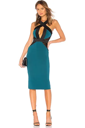 Michael Costello Vestido midi elaine en color azul talla XS en - Blue. Talla XS (también en XXS).