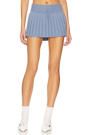DANIELLE GUIZIO Minifalda cielo pleated en color denim claro talla L en - Denim-Light. Talla L (también en XL).