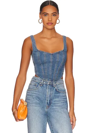 Bardot Denim corset bustier en color denim-medium talla 12 en - Denim-Medium. Talla 12 (también en 2, 4).