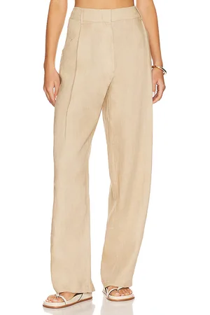 AEXAE Pantalones de lino con tiro alto en color talla L en - . Talla L (también en M, S, XS).
