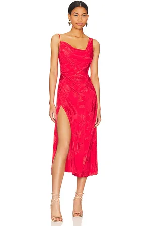 For Love & Lemons Vestido midi ilana en color talla L en - Red. Talla L (también en XS).