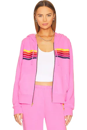 AVIATOR NATION Sudadera 5 stripe en color rosado talla L en Neon Pink Yellow & Purple - Pink. Talla L (también en M).