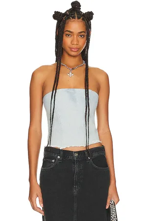 superdown Domonique strapless denim top en color denim claro talla XS en - Denim-Light. Talla XS (también en XXS).