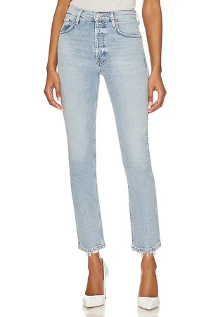 AGOLDE Riley high rise straight crop en color denim claro talla 28 en - Denim-Light. Talla 28 (también en 30, 32, 33, 34).